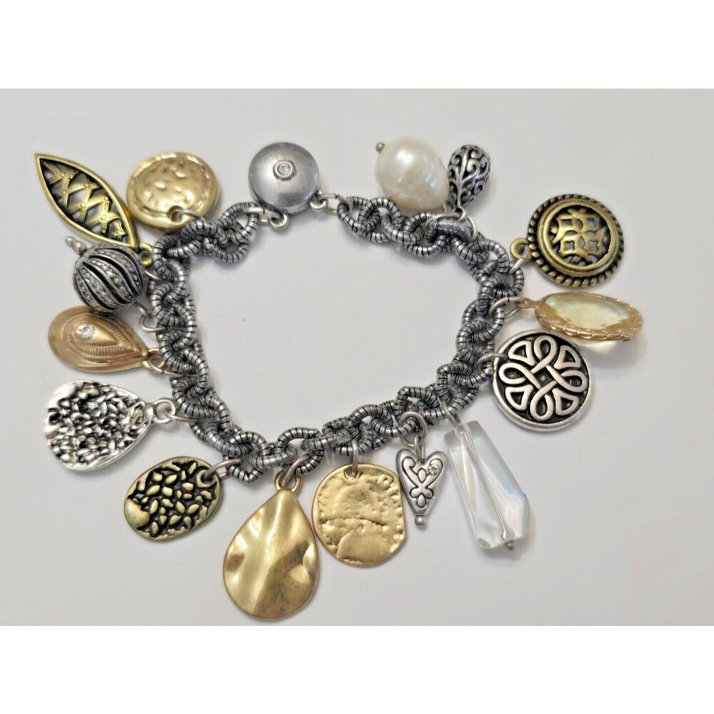 Chico's Silver & Gold Tone Charm Bracelet